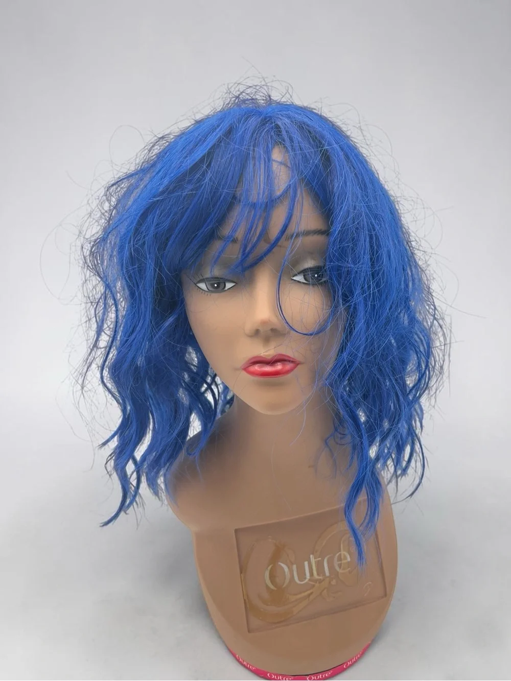NWOT Blue Wavy Synthetic Wig with Bangs Women's Short Cosplay Costume Wig